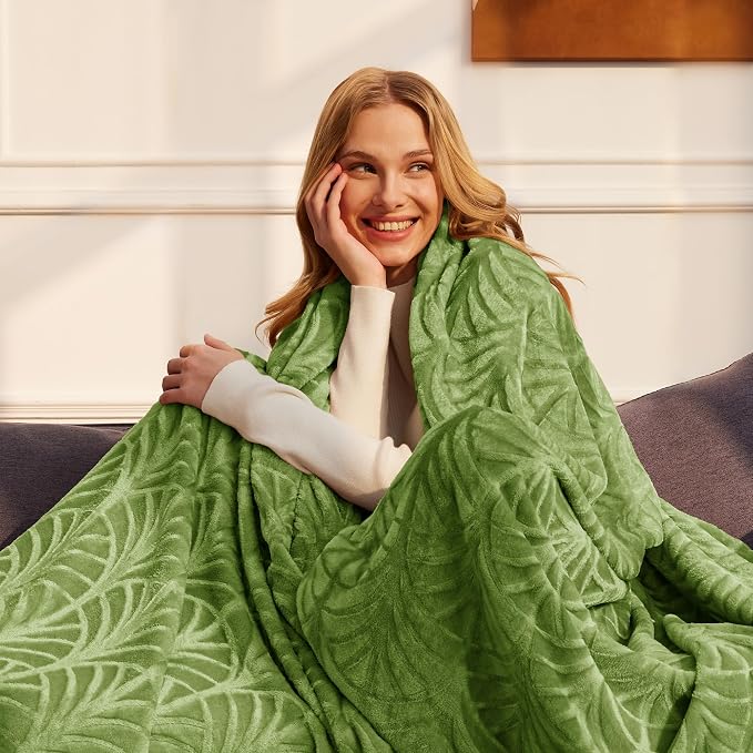 Whale Flotilla Soft Flannel Fleece King Size Bed Blanket, Olive Green | Cozy Lightweight Breathable Coverlet, Plush Fluffy Bedspread, Vintage Pattern Decorative Blanket for Bed All Season, 90"x104"