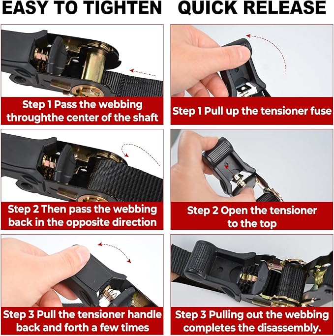 2 Packs Ratchet Straps Heavy Duty, 1" x 20' Ratchet Tie Down Straps with Double J Hooks | 2200lbs Break Strength for Moving, Securing Motorcycle, ATV, Kayak on Trailer, Truck Bed, Car Roof Rack
