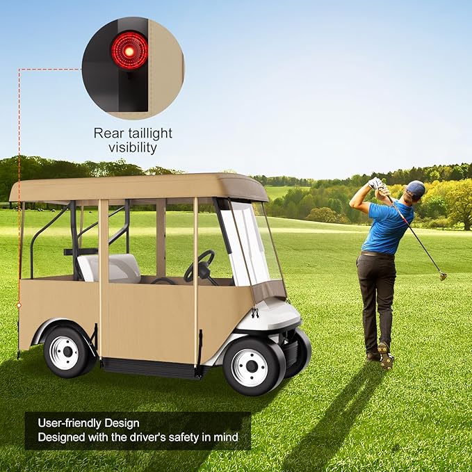 Happybuy Golf Cart Enclosure, 4-Person Golf Cart Cover, 4-Sided Fairway Deluxe, 300D Waterproof Driving Enclosure with Transparent Windows, Fit for EZGO, Club Car, Yamaha Cart