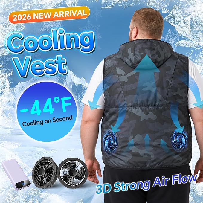 Cooling Vest with 30,000mAh Battery Pack,2 High-Speed Cooling Fans Jacket Air Conditioned Workwear for Summer