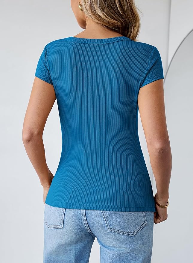 Pink Queen Sexy Tops for Women Cutout Keyhole Neck Cap Sleeve Shirts Casual Summer Clothes 2026 Fashion