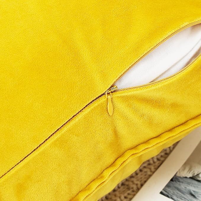 Velvet Yellow Throw Pillow Covers 20”x20”Pack of 2 Soft Decorative | Square Cushion Covers for Couch Sofa Bed Livingroom Car Home Decor,50x50Cm