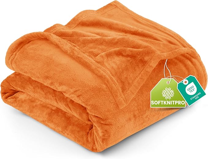 Utopia Bedding Soft Fleece Bed Blanket Twin Size Burnt Orange (60x80 Inch) | Microfiber Plush Warm Lightweight Breathable Cozy Blanket Anti-Static, All Season Use, Gift for Women and Men