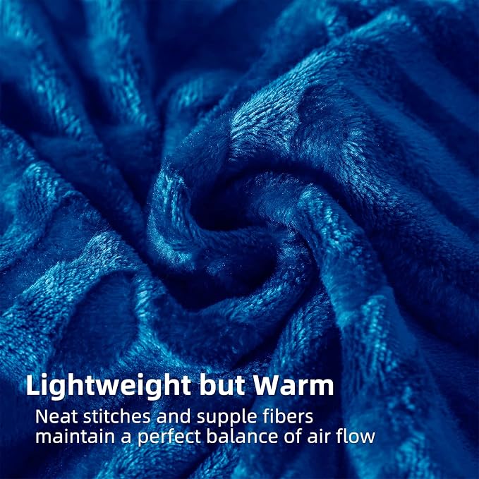 Whale Flotilla Flannel Fleece Fall Bed Blanket Twin Size, Royal Blue | Lightweight Breathable Soft Bedspread, Plush Fluffy Coverlet Chevron Design Decorative Blanket for Home Life, 90x66 Inch