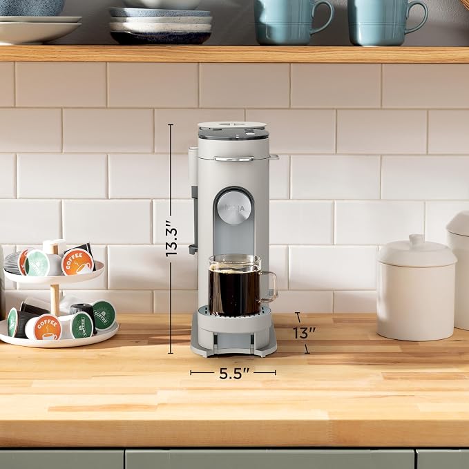 Ninja Pod and Grounds Coffee Maker, K-Cup Compatible, Stone, PB051ST | Brews, Compact Design, Built-in Milk Frother, 56 Ounces Reservoir, 6 Ounces Cup to 24 Ounces Mug Sizes