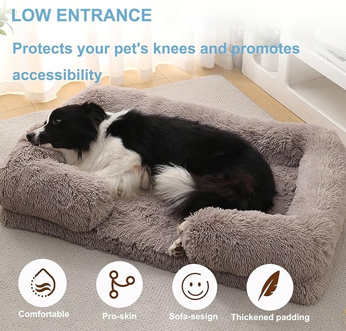 Dog Beds Large Sized dog Orthopedic, Sofa Dog Bed with Waterproof Lining and Nonskid Bottom, Rectangle Washable Dog Bed for Medium Small Dogs and Cats Comfortable ( Color : Pink , Size : 51 x 35" )