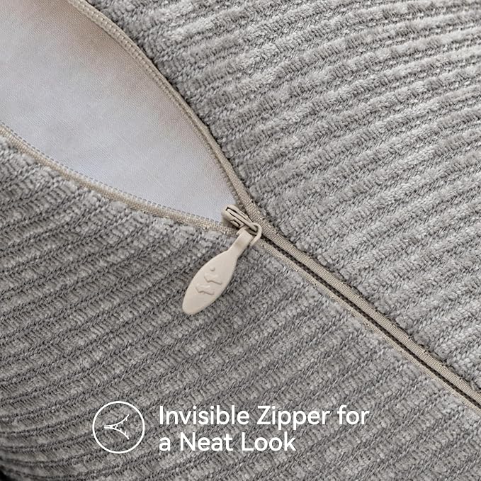 a moment Pack of 2 Decorative Chenille Throw Pillow Covers with Twill Cushion Covers for Sofa Living Room Couch Bed 18x18 Inch Grey