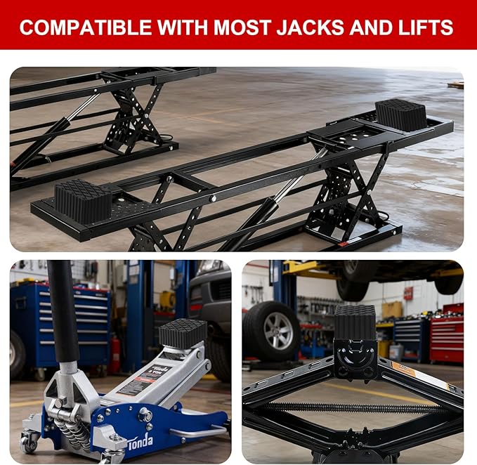 4 Pack Solid Floor Jack Rubber Blocks Pad, Universal Non-Slip Jack Lift Pads for Cars, SUVs and Light Trucks, 12000lbs Loading Capacity, 6-3/8" x 4-3/4" x 2"