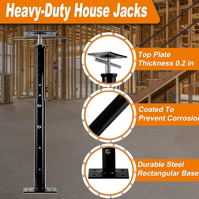 House Floor Jacks, 19"-38" Heavy Duty Screw House Jack, Basement Floor Jacks Post Pole House Jacks for Lifting & Leveling, Telescoping Support Jacks for Beam Repair and Crawl Space Shoring