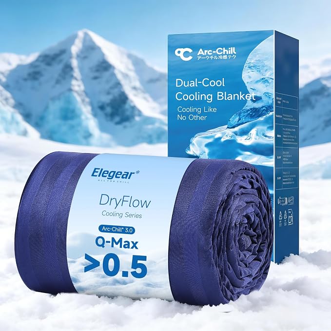 Elegear Cooling Blanket for Hot Sleepers, One-Way Moisture Flow, Throw | Arc-Chill® 3.0 Q-Max>0.5 Cooling Fabric with One-way Moisture Flow Helps Keep Skin Cool & Dry & Breathable, No Sticky Feeling