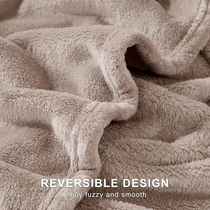 Hansleep Throw XL Mocha Brown Fleece Blanket, Soft Flannel Bed Blanket | Fuzzy Cozy Blanket 50x70 Inches, Multi-use for Bed, Sofa, Couch, Travel, Camping, All Season Warm Lightweight Cover