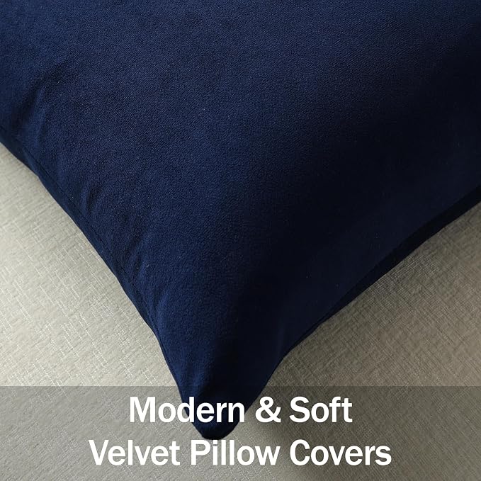 Euro Sham Covers 26x26 Navy Blue: Pack of 2 Cozy Soft Square Modern Luxury Decorative Throw Pillow Cases for Sofa Couch Living Room Bed Home Decor