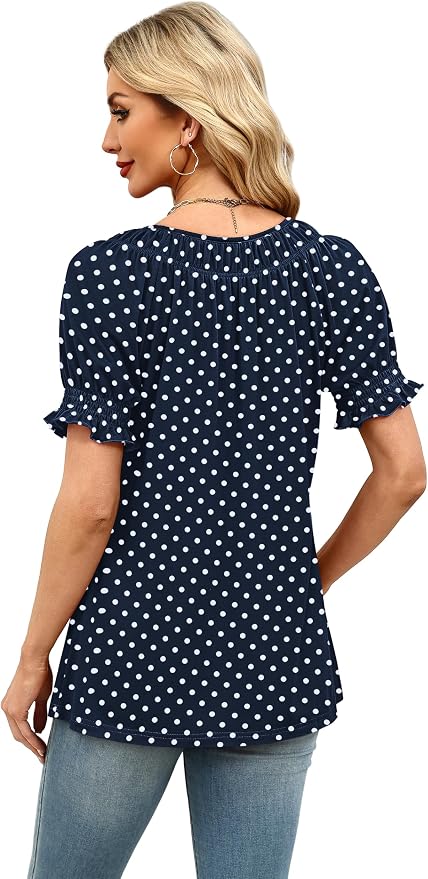 WIHOLL Womens Short Sleeve Square Neck Summer Tops Dressy Casual Blouses Trendy Clothes 2026