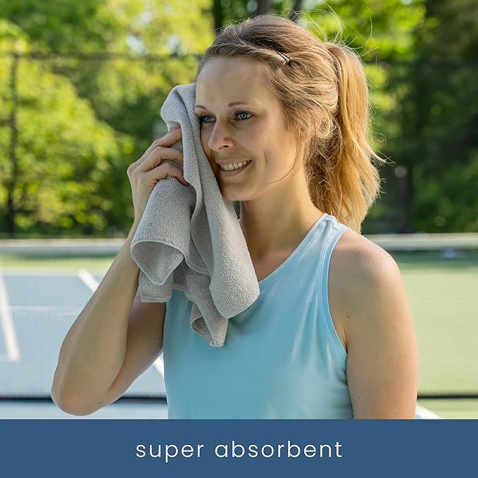 S&T INC. Microfiber Gym Towels, Yoga Towel for Home and Gym Bag, 16 Inch x 27 Inch, 6 Pack