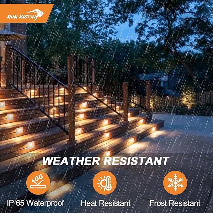 Vertical LED Recessed Step Light Fixture, 5CCT Selectable, IP65 Waterproof, 3W 70LM, 120V Stair Light Indoor Outdoor, 10%-100% Dimmable, White, ETL Listed - 8PK
