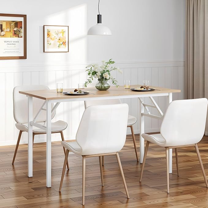 Need Office Computer Desk 47.2x23.6 in Sturdy Folding Laptop Table Pink Oak | White Frame Writing Gaming Work Table/Foldable Home Office Desk/Sewing Table, No Assembly Required