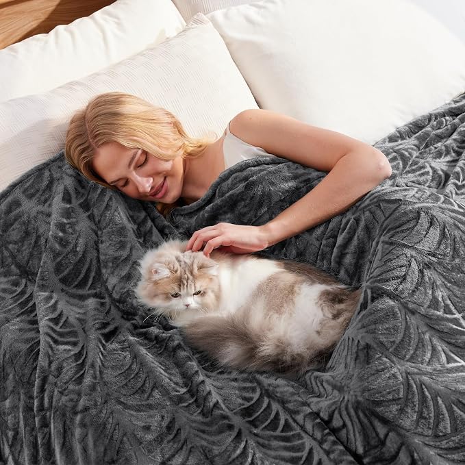 Whale Flotilla Soft Flannel Fleece Twin XL Size Blanket for Bed, Dark Grey | 90"x66" Cozy Lightweight Breathable Coverlet, Plush Fluffy Bedspread, Vintage Pattern Decorative Blanket for Dorm, All Season