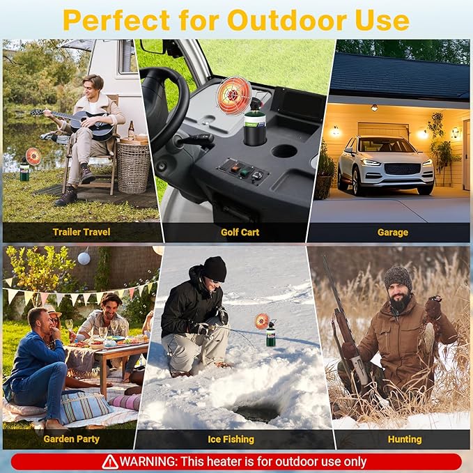 Golf Cart Heater,9200BTU Outdoor Portable Propane Camping Heater with Golf Cart Cup Holder & Self Ignition for EZGO Yamaha Club Car,Most Golf Cart - Fuel Cylinder not included