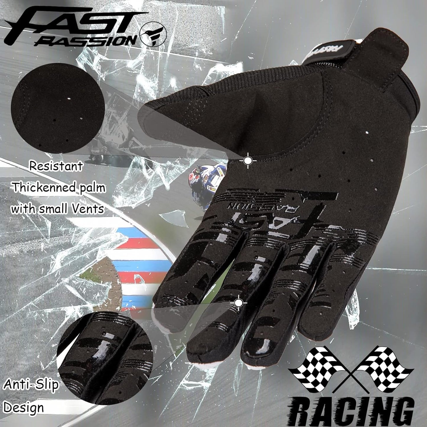 Motorcycle Gloves for Men/Women - Dirt Bike & Motocross Gloves with Anti-Slip ATV BMX MX MTB Riding Cycling Features