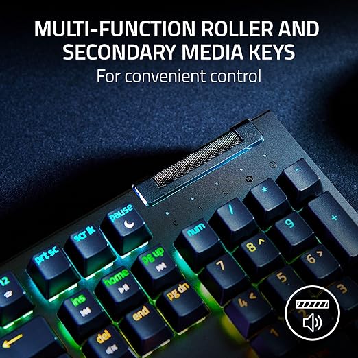 Razer BlackWidow V4 X Mechanical Gaming Keyboard, Yellow Switches, Black | Linear & Silent Switches, 6 Dedicated Macro Keys, Chroma RGB, Doubleshot ABS Keycaps, Roller & Media Controls, Snap Tap