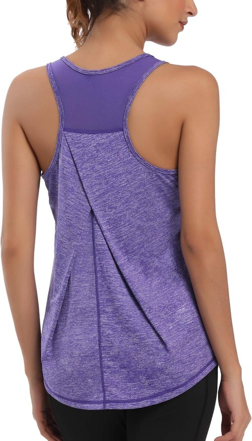 Aeuui Women's Racerback Workout Tank Tops - Breathable Mesh Yoga Shirts for Athletic Performance
