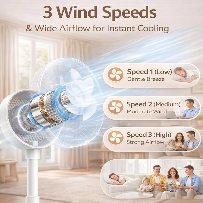 Magnetic Phone Fan, Small Portable Fan & Phone Stand with 360° Flexible Gooseneck, 3 Speeds, Wide Airflow, Rechargeable, Pocket Size for Women, Travel, Beach, Summer Cooling, Makeup Use, White