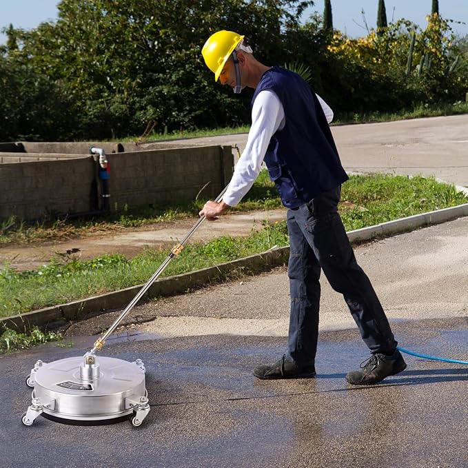 16.5" (16.5" Pressure Washer Surface Cleaner, Power Washer Surface Cleaner w/Extension Wand & 4 Wheels,Replacement Nozzle - Powerful Pressure Washer Attachment for Patios,4000PSI)