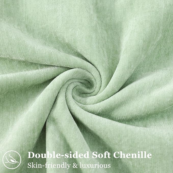decorUhome Chenille Sage Green Velvet Throw Pillow Covers 20x20 Set of 2 | Fall Soft Couch Decorative Modern Farmhouse Pillow Cases with Elegant Design for Sofa Bed Living Room Home Decor