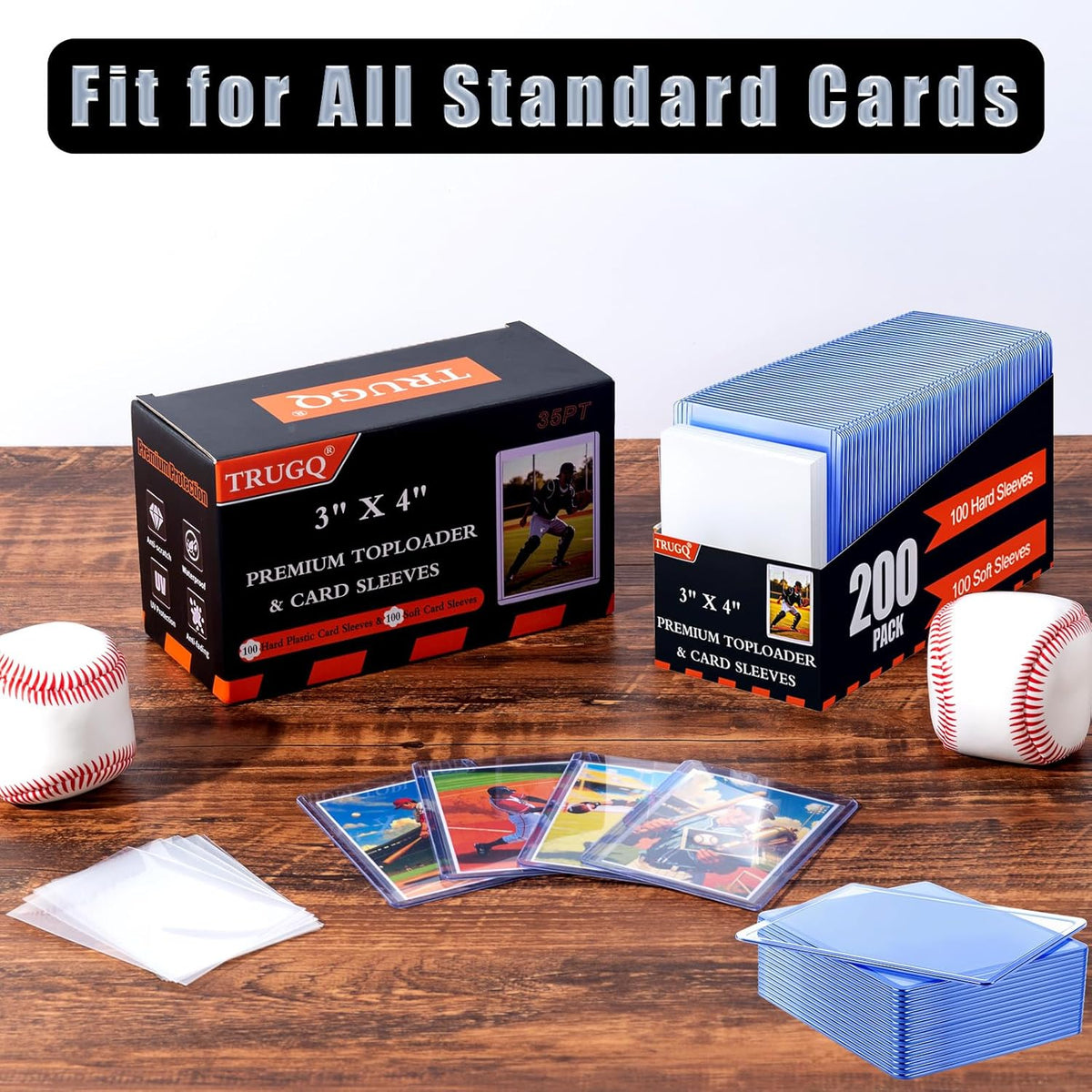 Skiennix 2000 Card Sleeves - Premium Hard Plastic Toploaders & Soft Sleeves for Trading Cards | 3" x 4" Size