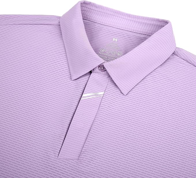 Esabel.C Jacquard Golf Shirts for Men Moisture Wicking Short Sleeve Performance Dry Fit Active Mens Polo Shirts