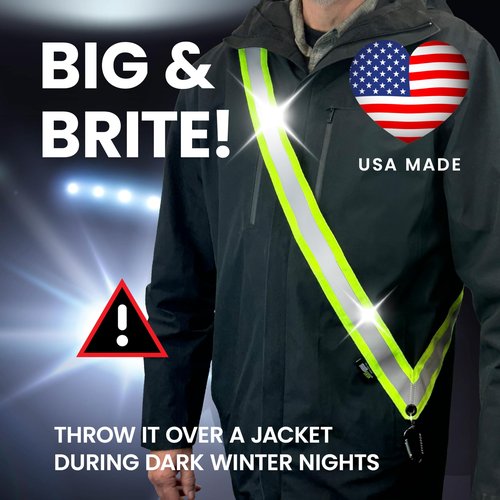 MOONSASH XL Reflective Sash for Night Walking | Replaces Reflective Vest Safety Vests & Reflective Running Vest | Perfect Reflective Running Gear | A Must Walking at Night or Biking at Night.