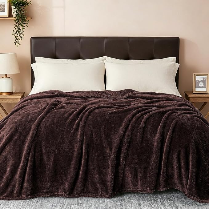 Exclusivo Mezcla Fuzzy Plush Fleece Bed Blanket Twin XL Size, Coffee | 90x66 Inches, Super Soft and Cozy Bed Blanket, Fluffy Blanket for Bed, College Dorm Room Essentials, All Season