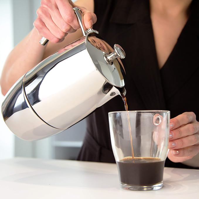 VeoHome Stovetop Espresso Coffee Maker - 10 Cups 500ml Multi-Stove Stainless Steel Induction Moka Pot - Unbreakable and Dishwasher-Safe Italian Style Caffe Machine