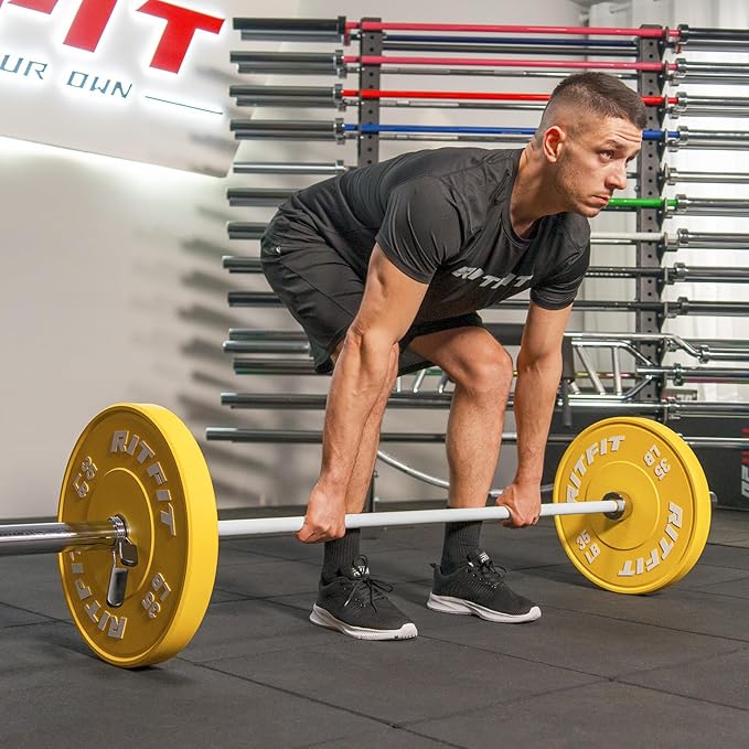 RITFIT 7FT Olympic Barbell for Strength and Weightlifting Training - 2 Inch Olympic Bar for Squat, Deadlift, Bench Press, Curl, Overhead Press - 500lbs/1000lbs/1500lbs Capacity