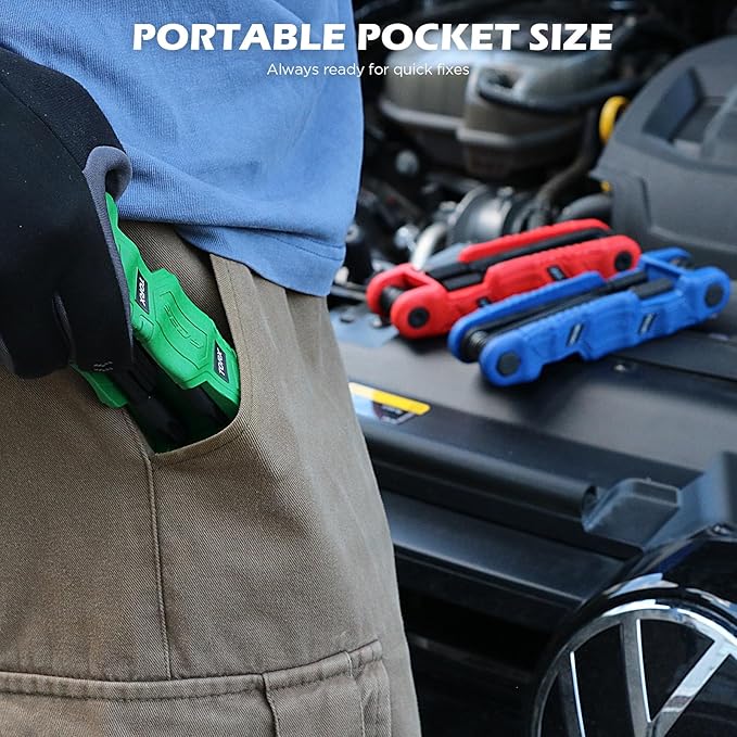 11-Piece Large Folding Torx Key Set (T9–T55), Heavy Duty Folding Star Wrench Set, Portable Compact Tool for Archery, Bike Repair, Furniture, and Basic Home Maintenance(Green)