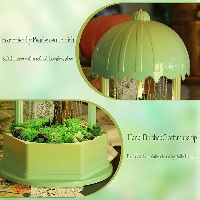 Forest Series Tree Mother Oil Rain Lamp – Gradient Green Sculptural Mood Light & Mossy Display Stand, Healing Nature Goddess Decor with Spirit Birds & Aroma Diffuser (Complete Set)