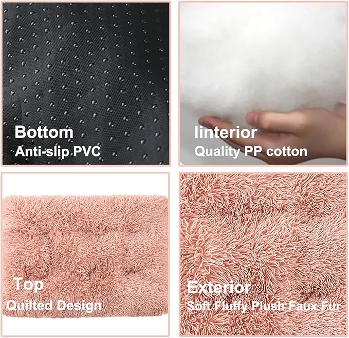 Dog Crate Mat, Dog Bed for Large Dogs, Comfy Fluffy Kennel Pad Anti-Slip for Dog beds & Furniture, Quilted Dog Bed for Pets for Medium/Small Dogs Cats (Color : Pink 2, Size : 20x14.9)