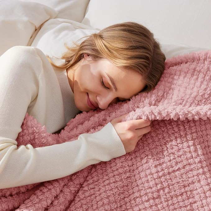 Whale Flotilla Soft Fleece Queen Size Bed Blanket, Pink | 90x90 Inch, Suitable for Bed, Fluffy Fuzzy Jacquard Blankets for All Season, Lightweight and Cozy