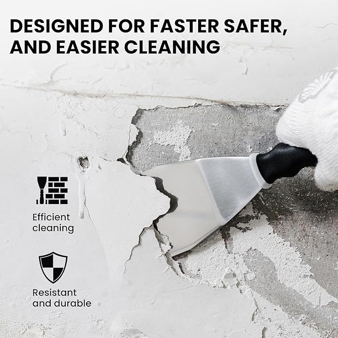 Mister Rui Drywall Tools, 7 Pieces Stainless Steel Putty Knife Set, Taping Knives, 10 in 1 Paint Scraper, Spackle Knife Set