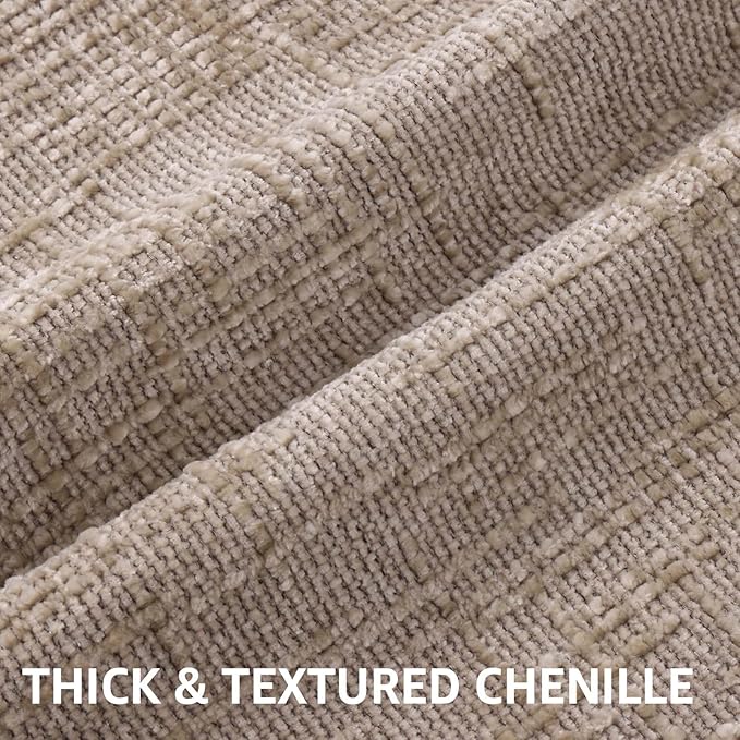 decorUhome Textured Chenille Throw Pillow Covers 20x20 Set of 2 Oatmeal | Fall Modern Farmhouse Soft Cozy Slubby Couch Pillow Cases Boho Decorative Pillow Cases for Bed Sofa Living Room Home Decor
