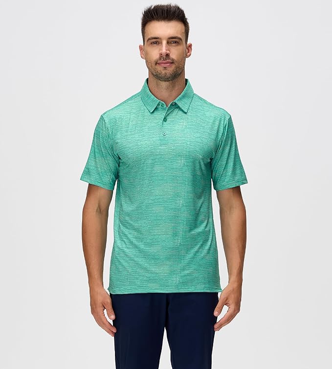 Esabel.C Jacquard Golf Shirts for Men Moisture Wicking Short Sleeve Performance Dry Fit Active Mens Polo Shirts
