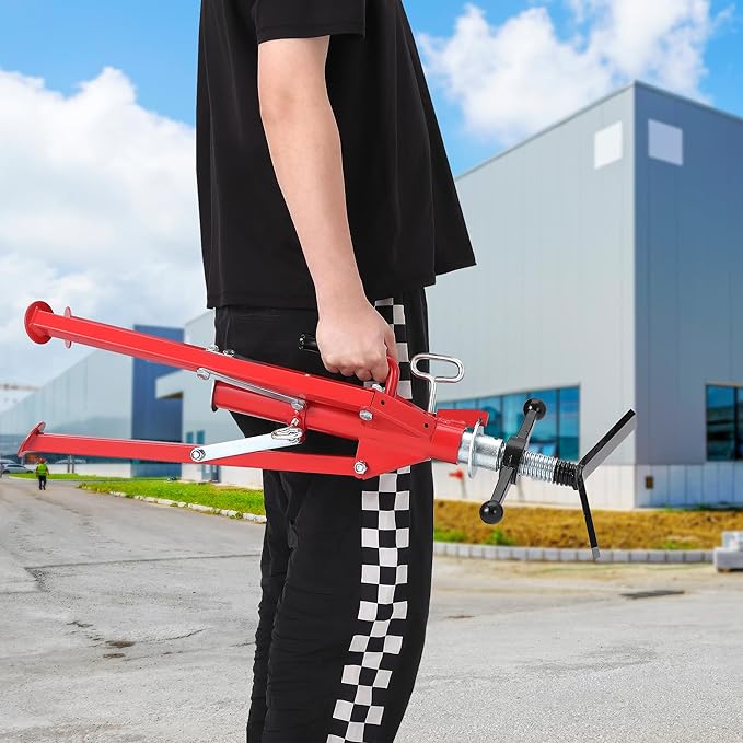 Heavy-Duty v-Head Pipe Jack Stand, 28”-52” Adjustable Height Steel Jack Stand, Portable Folding Pipe Stands with 2500 LBS Load Capacity, Pipes Welding Stands for Automotive Repair & Construction Tasks