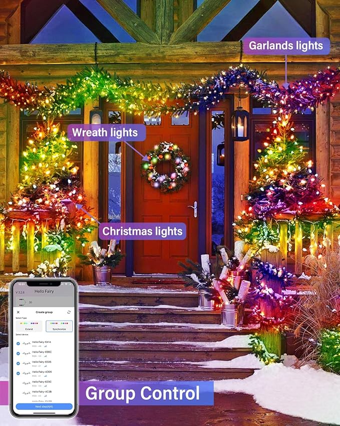 Avatar Controls Smart Color Changing Christmas Lights Outdoor - 66FT 200LED DIY RGB String Lights with Music Sync, App & Remote Control, Waterproof for Xmas Tree, Parties, Outside Patio, Garden