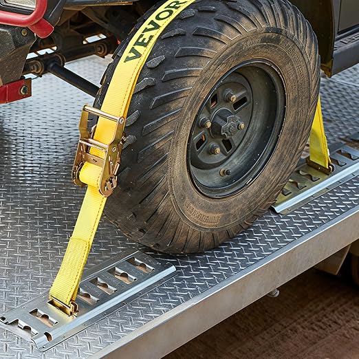 VEVOR E-Track Ratchet Straps, 8 Pack 2" x 15' Heavy Duty Cargo Tie-Downs, 4400 lbs Breaking Strength, Standard E Track Fitting Tie Down, E-Track Spring Fittings for Cargo Vans, Trucks, Trailers