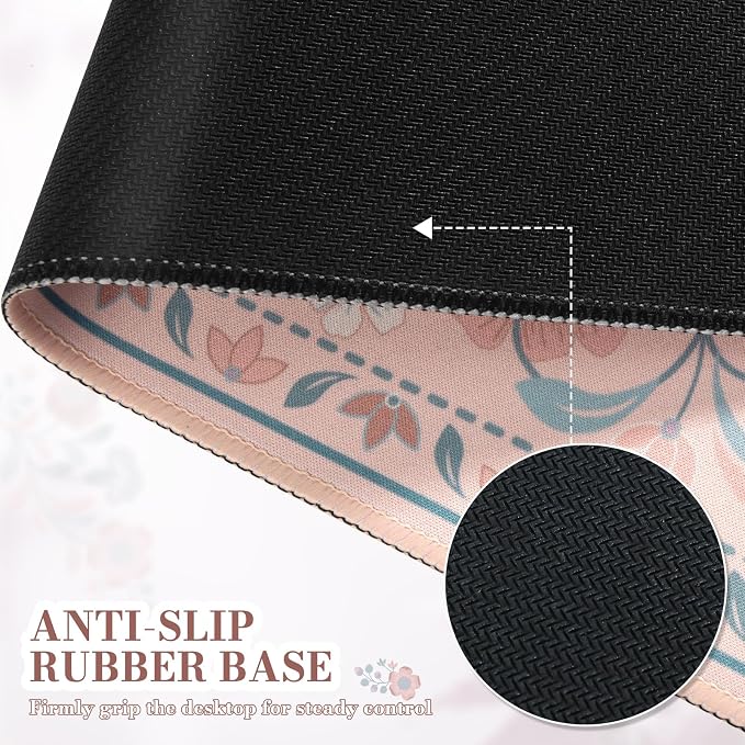 iCasso Desk Mat, Large Mouse Pad,35.4x15.7in,Peach Pink | Desk Pad Mat,Anti-Slip Big Mousepad with Stitched Edges for Work Home Offive