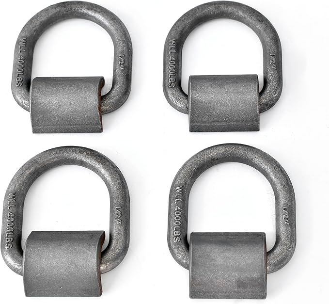 8 Pack - Hi Gear 1/2-inch MBS 12000 Lbs Load Capacity 4000LB WLL Weld-on Flip D-Ring Anchor Flatbed Truck Trailer Ratchet Strap Cargo Tie Down (8)