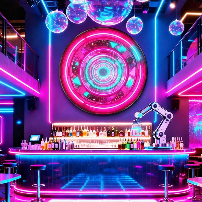 DAJIAYIQI LED Light Decor Wall Art, 3D Wall Sculpture Decoration with Aluminum Frame, Full-screen LED Illuminated Panel, Technological Glowing Wall Art for Bars Hotels E-sports Room(D,40cm)