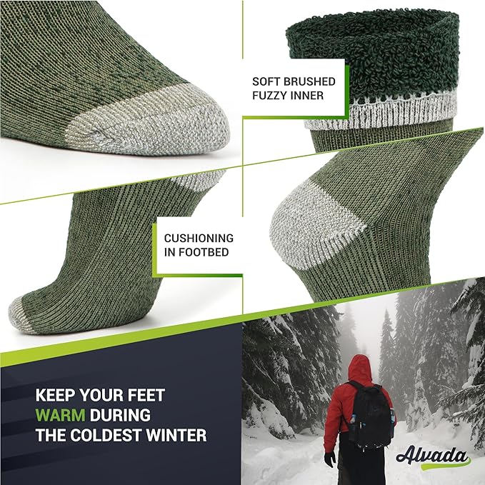 Alvada Warm Thermal Wool Socks for Winter Moisture Wicking and Breathable Cozy Boot Socks