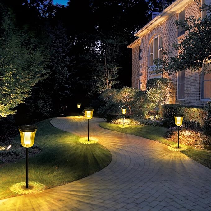 Solar Pathway Lights Outdoor, Solar Lights Outdoor Waterproof IP65, 200 LM Auto On/Off Solar Lights Garden,Outdoor Solar Lights for Yard Garden Walkway Driveway Path