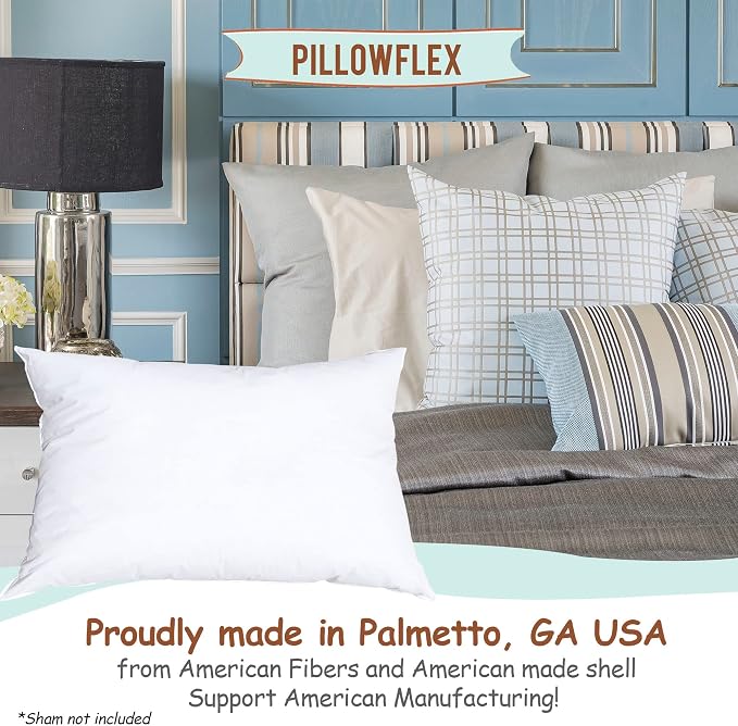 Pillowflex Synthetic Down Pillow Insert 14x20 in - Karate Chop Pillow | Small Rectangle Sham Form, Plush Polyester Cotton Blend, Cloud-Like Comfort, Clump-Resistant Fill, Smooth Elegant Finish